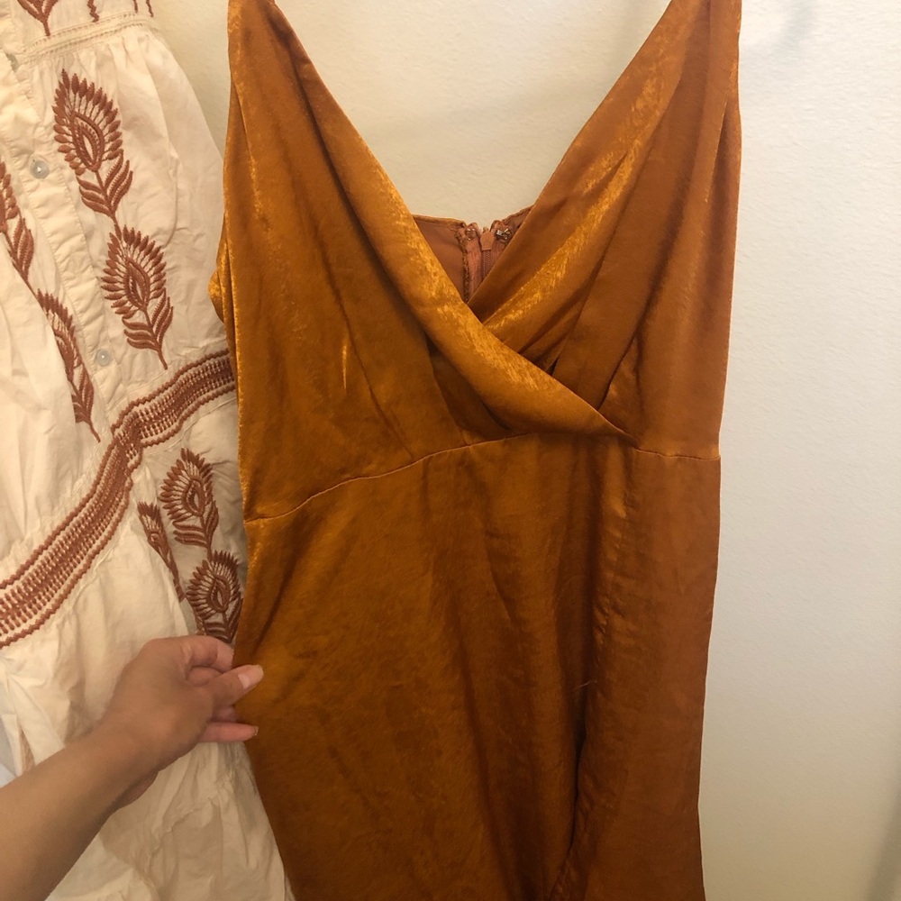 Lulu's Burnt Orange Satin Gown
